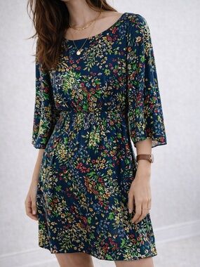 Alice + Olivia Silk Multicolor‎ Floral 3/4 Sleeve Dress Small Petite Romantic